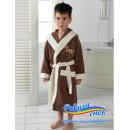 Детский халат для мальчика (коричневый с белым)